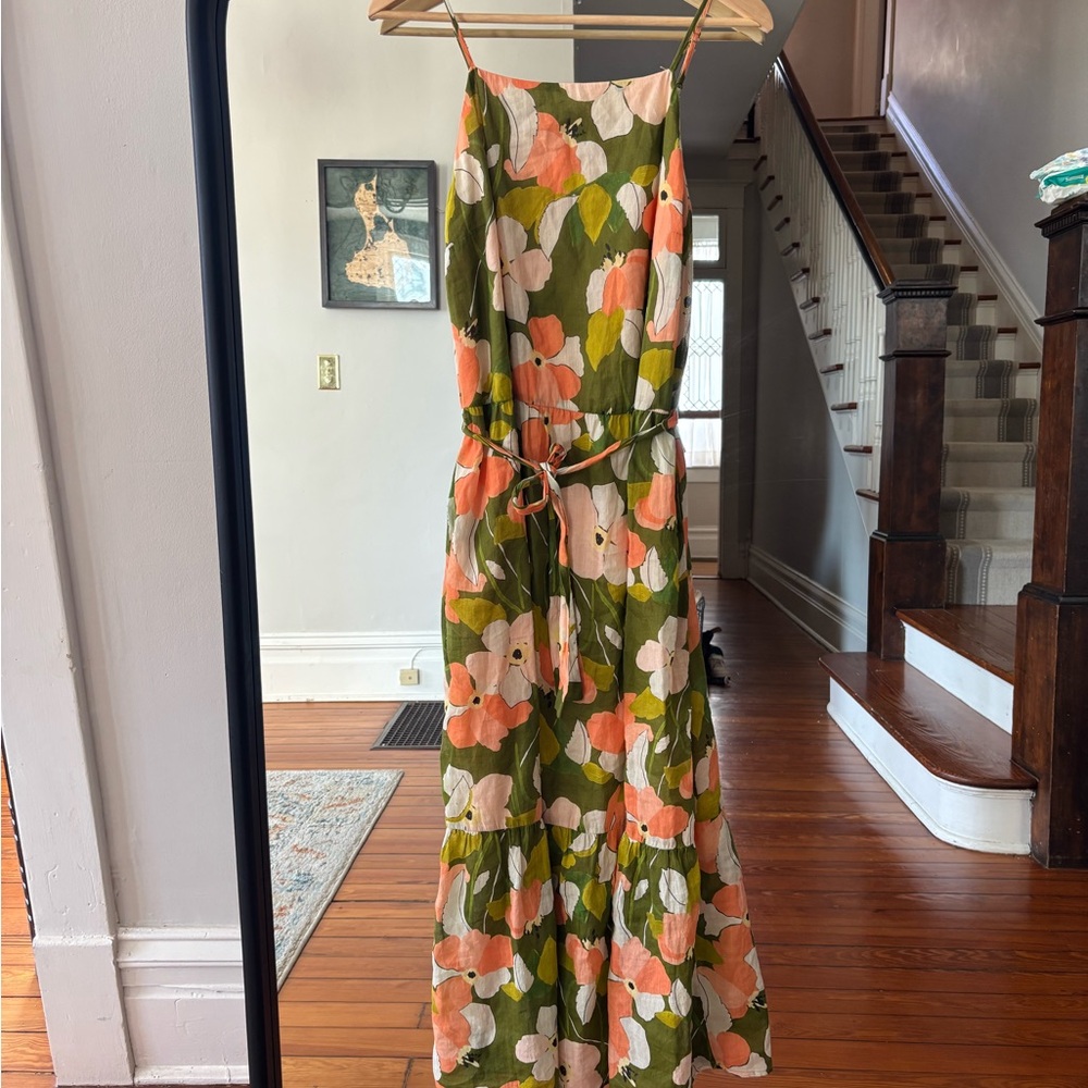 Trovata Birds of Paradise Green and Orange Floral Dress